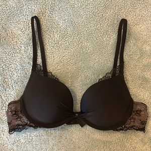 Black Padded Demi Push-up with Lace Detail